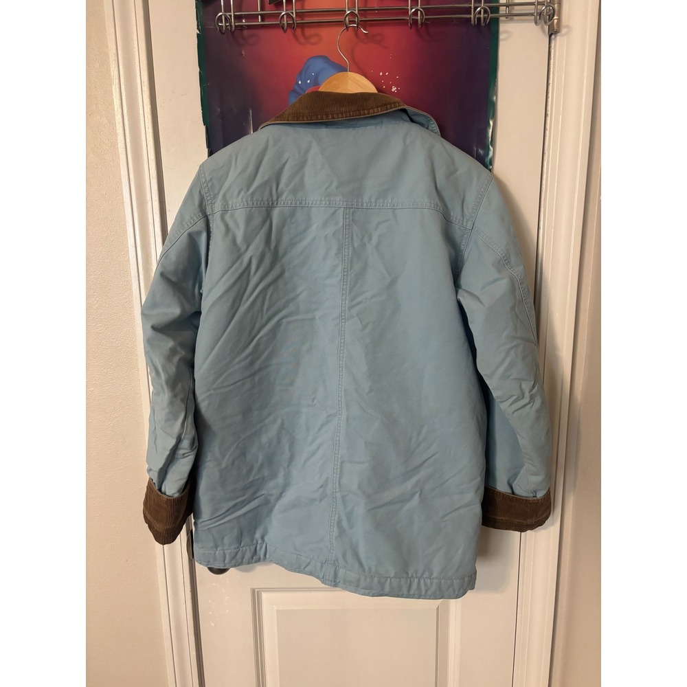 LL Bean Women Blue Cotton Canvas Field Coat Corduroy Trim Quilted Lining S vtg - Picture 2 of 10